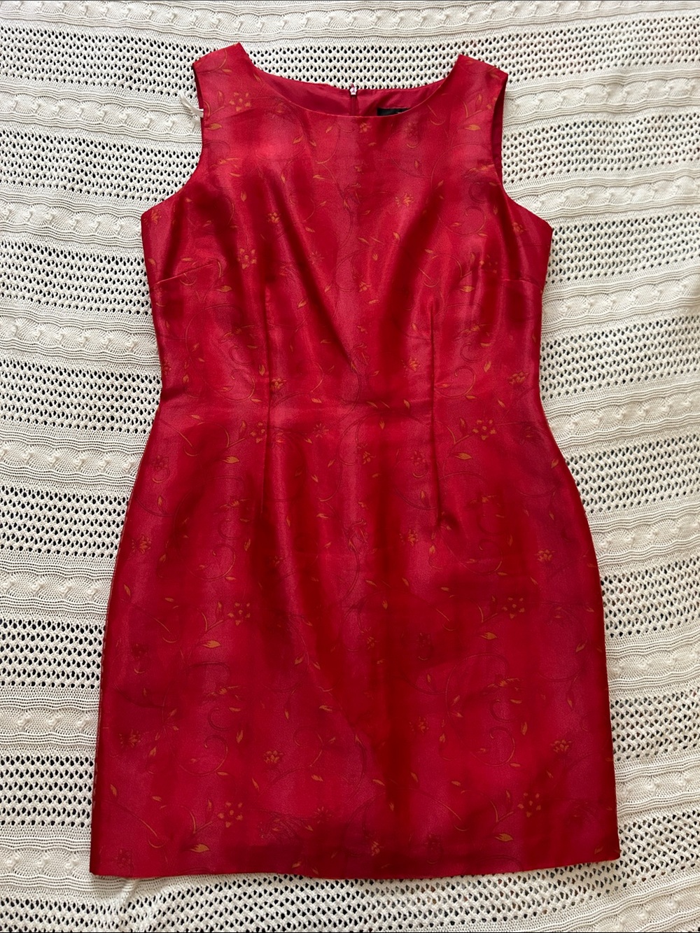 Elegant Red Sleeveless Jacquard Mini Dress